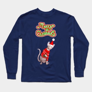 Merry Christmas Sphynx Cat Long Sleeve T-Shirt